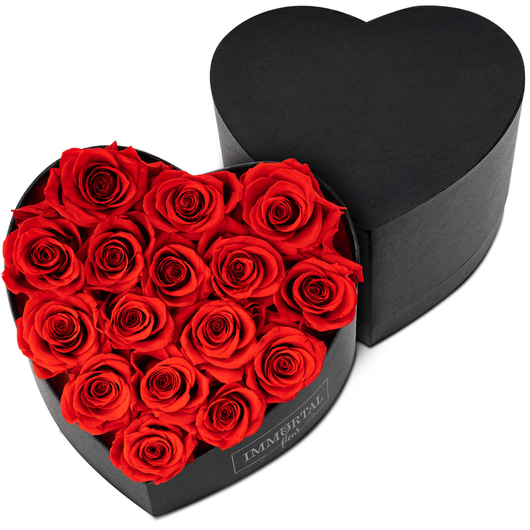 16 Red Natural Preserved Roses (Heart) - Last Over A Year